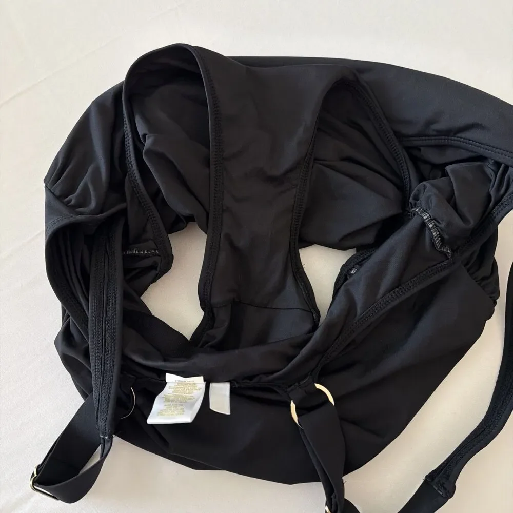 Anne Cole Women’s Sz 16 W Ruched One Piece Swimsuit Black Shaping Tummy Control